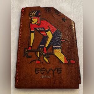 Cyclist Design Brown Leather Card Holder